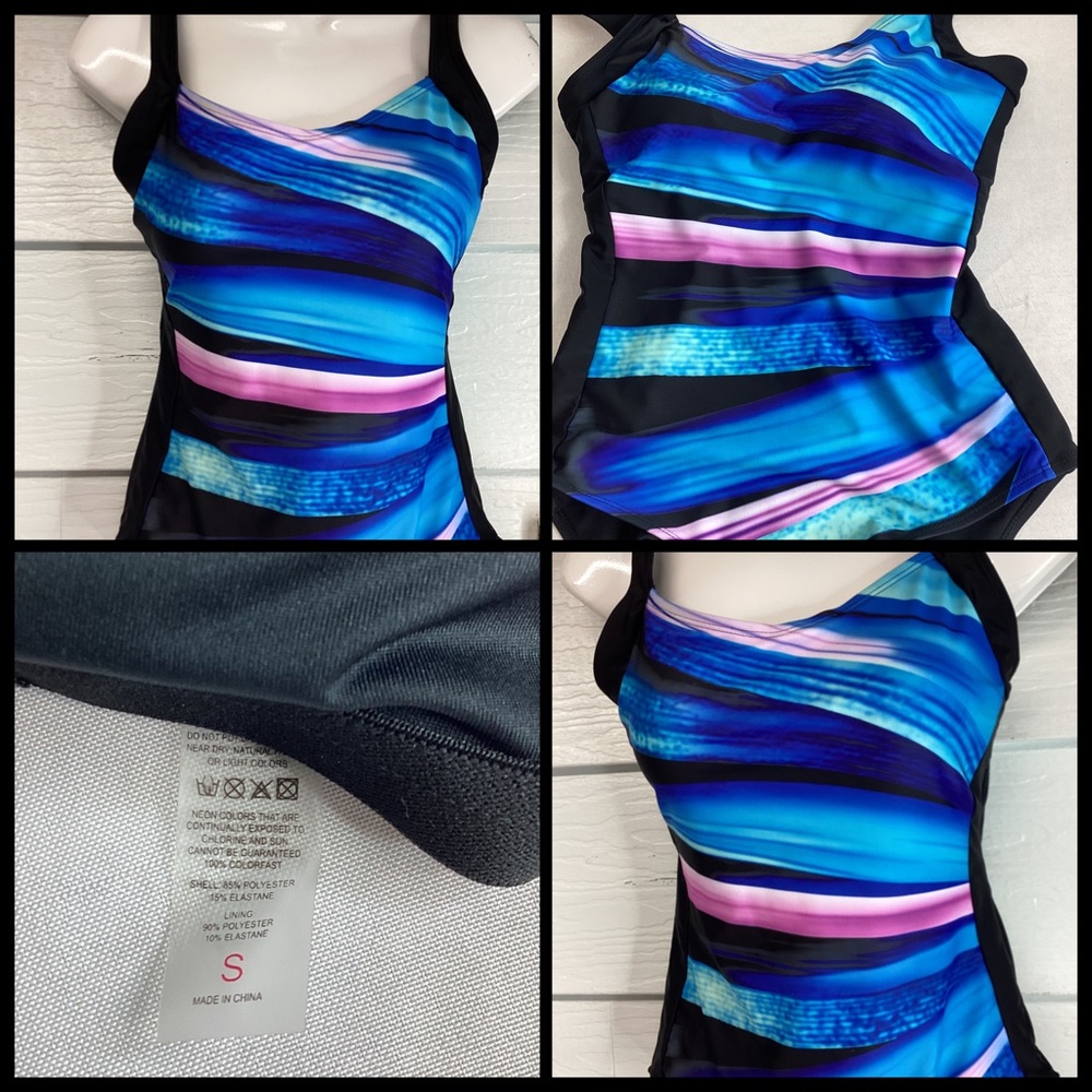 Classic Blue Brushstroke One-Piece Swimsuit - Women Swim.48 - Picture 7 of 8